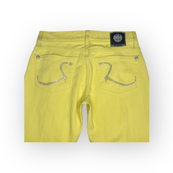 new Rock & Republic ☀︎︎ Swarovski® Crystal Kiedis Stretch Jeans ☀︎ Neon Yellow - Picture 3 of 16